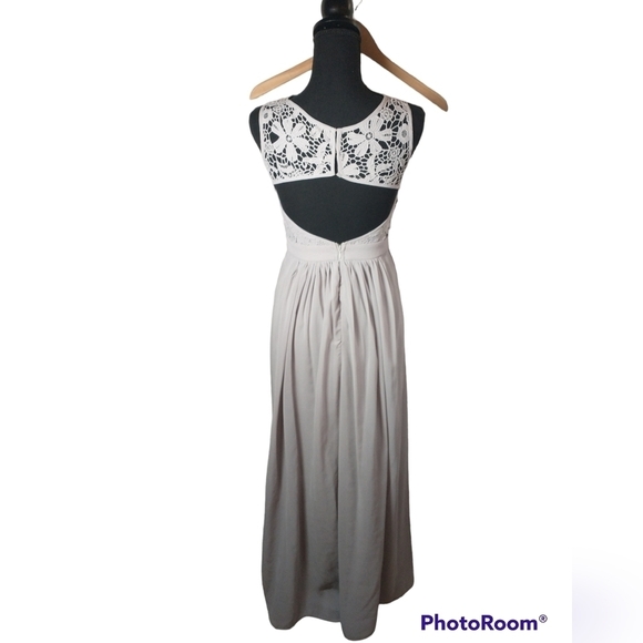 Lulu's So Far Lace Maxi Gown, gray, size S - Picture 4 of 8